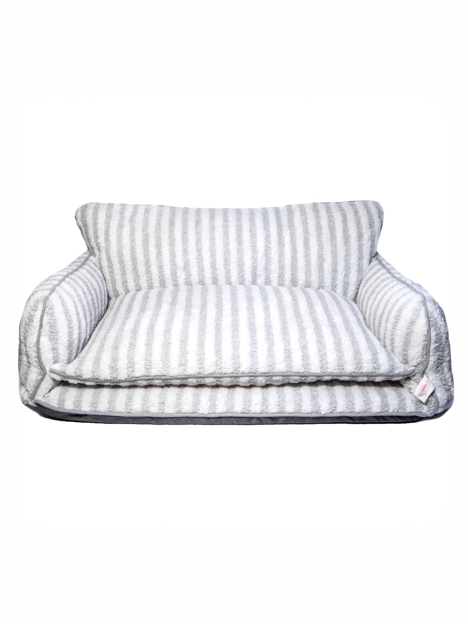 Stylish Grey and White Striped Couch Style Dog Bed