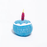 Blue Birthday Cake Plush Dog Toy with Squeaker