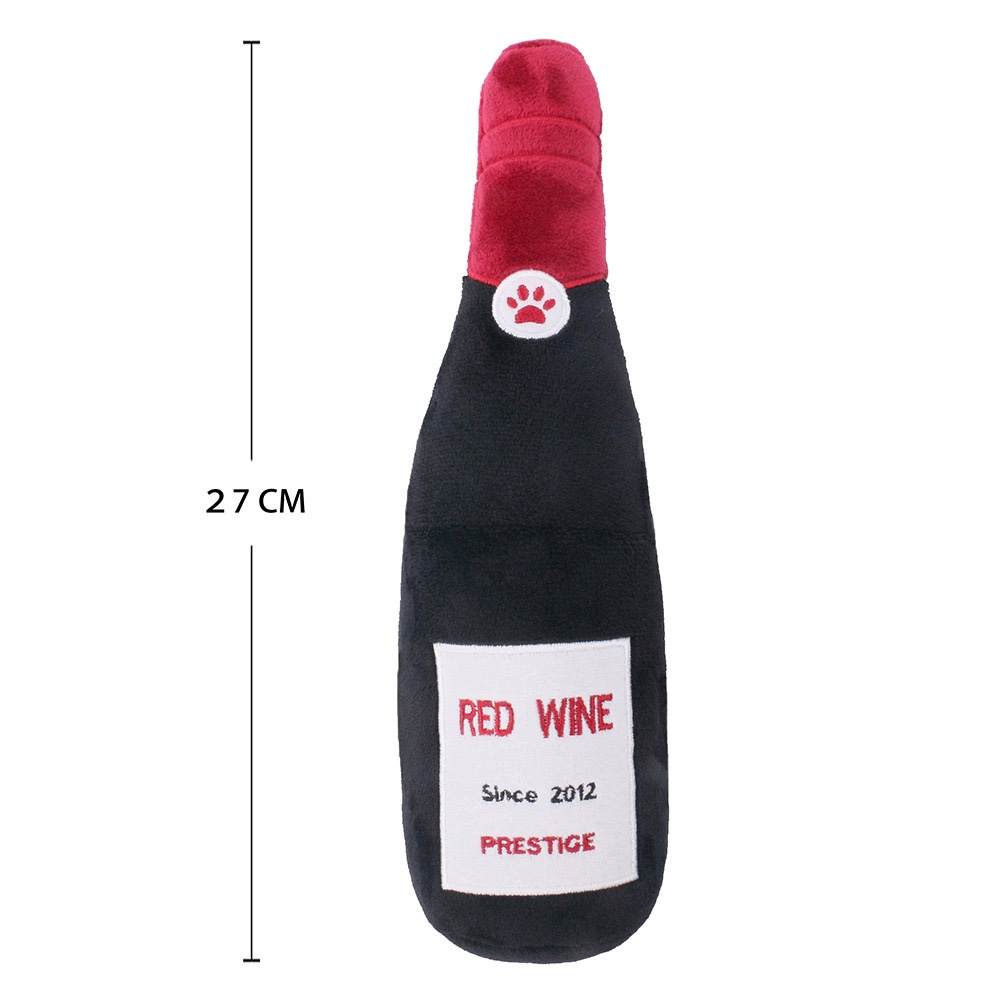 Pawty Pups Plush Red Wine Dog Toy with Squeaker