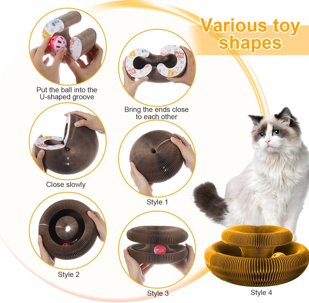 Interactive Self-Rolling Ball Cat ToySPECIFICATIONSType: CatsType: catsToys Type: BallsSupport: Dropshipping,wholesaleSpecifications: 24cmx24cmx10cmOrigin: Mainland ChinaName: Magic organ cat scratch bo-Rolling Ball Cat Toy