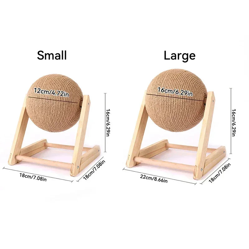 Solid Wood Natural Sisal Scratcher Cat Ball ToyThis solid wood cat toy features natural sisal scratchers, perfect for keeping your feline friend's claws healthy and sharp. The attached ball provides an extra elemSolid Wood Natural Sisal Scratcher Cat Ball Toy