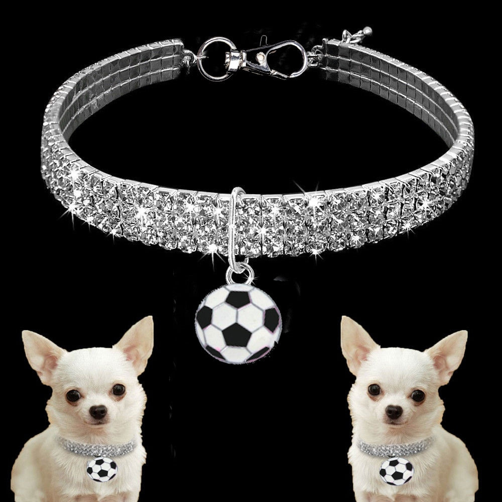 Bling Crystal Dog Collar Diamond Puppy Pet Shiny Full Rhinestone Neckl【Bling Pet Collar Set】This fabulous pet collar is adorned with glistening rhinestones and a metal crystal pendant. It's ideal for special occasions, whether you're dBling Crystal Dog Collar Diamond Puppy Pet Shiny Full Rhinestone Necklace Collar Collars