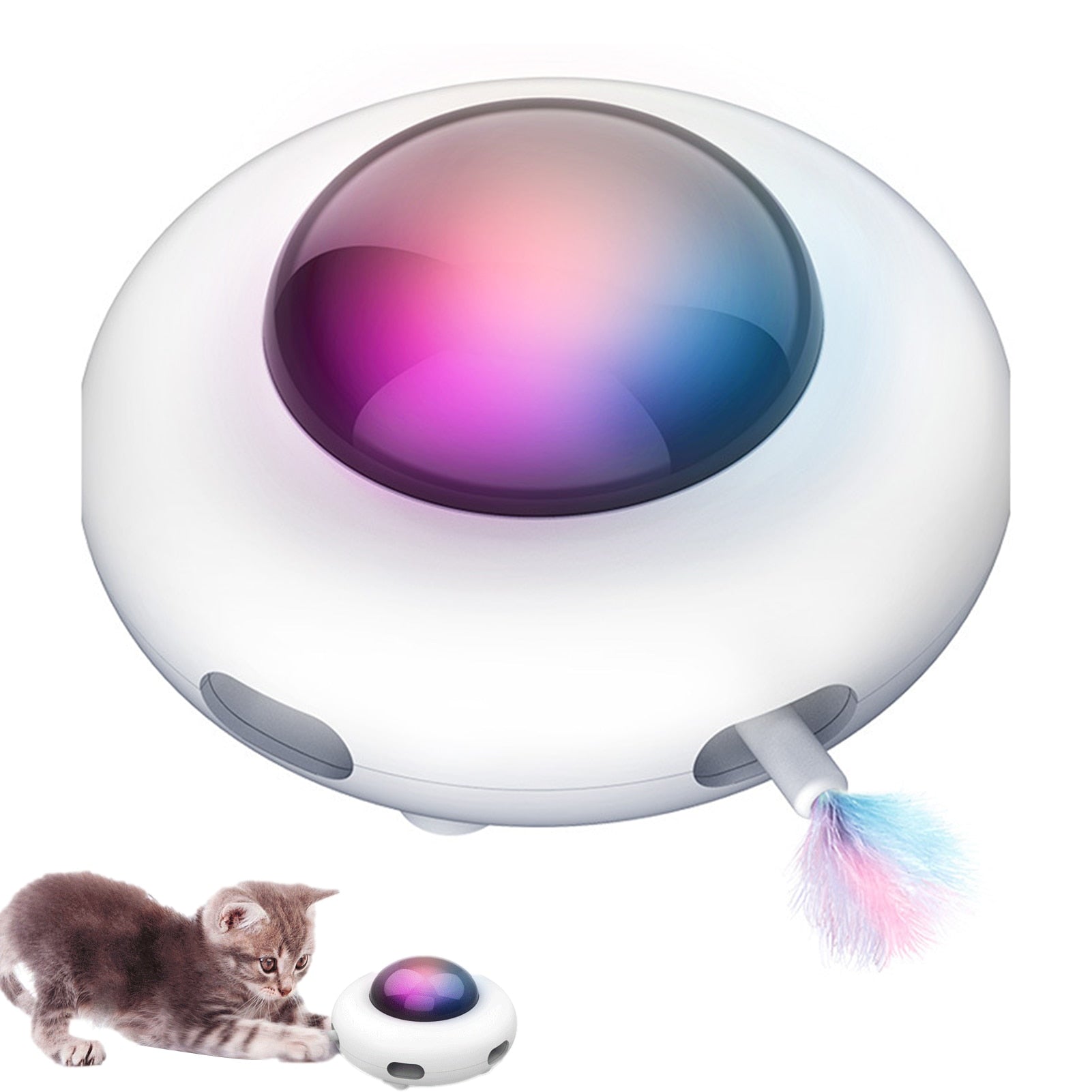 Interactive Cat Food ToyLONG LASTING: This interactive rolling ball will last all nine lives, no matter how often your kitten plays with it or how often it's charged up. This way, your furrInteractive Cat Food Toy