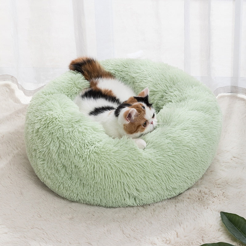 Calming Pet BedDONUT PET BED; 23in round dog bed for pets up to 25lbs; this includes breeds such as small Terriers, Daschund, Pomeranian, Shi Tzu, Pug, Chihuahua, all Toy Breeds et0Calming Pet Bed