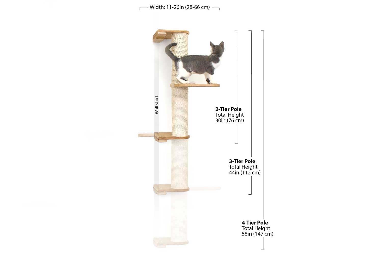 Wall Mounted Cat Climbing Pole - Sisal by Catastrophic Creations