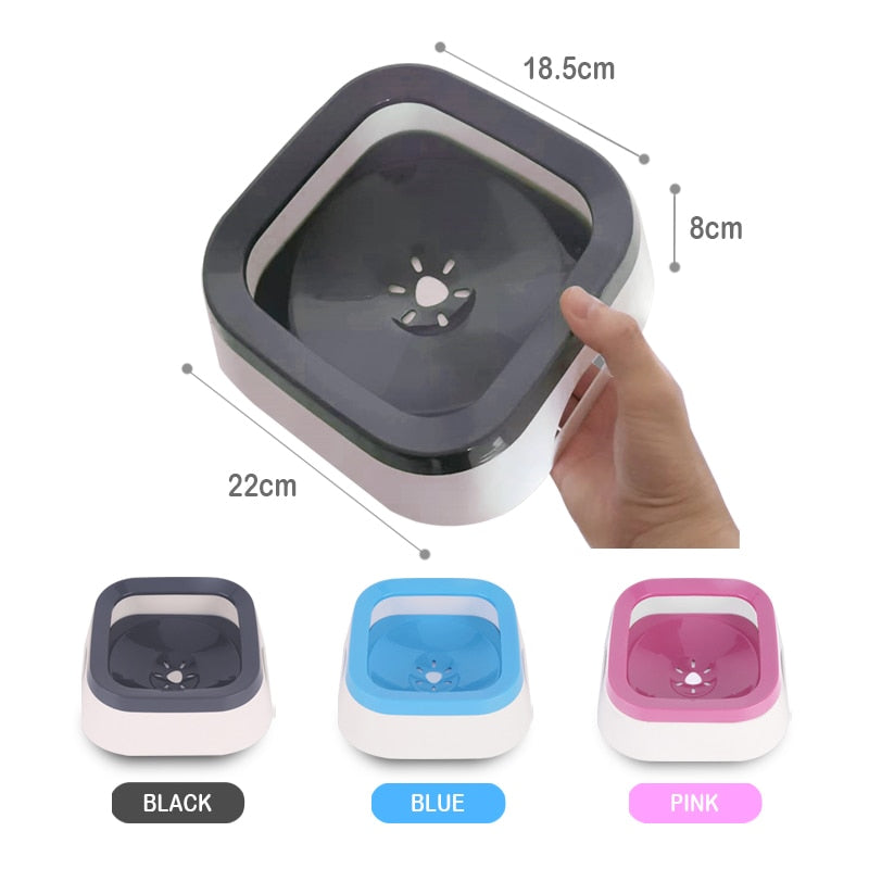 Anti Splash Pet BowlNON SPILL DESIGN Our pet bowl is designed with an arc floating plate and paw-shaped outlet, pet drinks water by licking the outlet slightly. Floating disk is reinforAnti Splash Pet Bowl