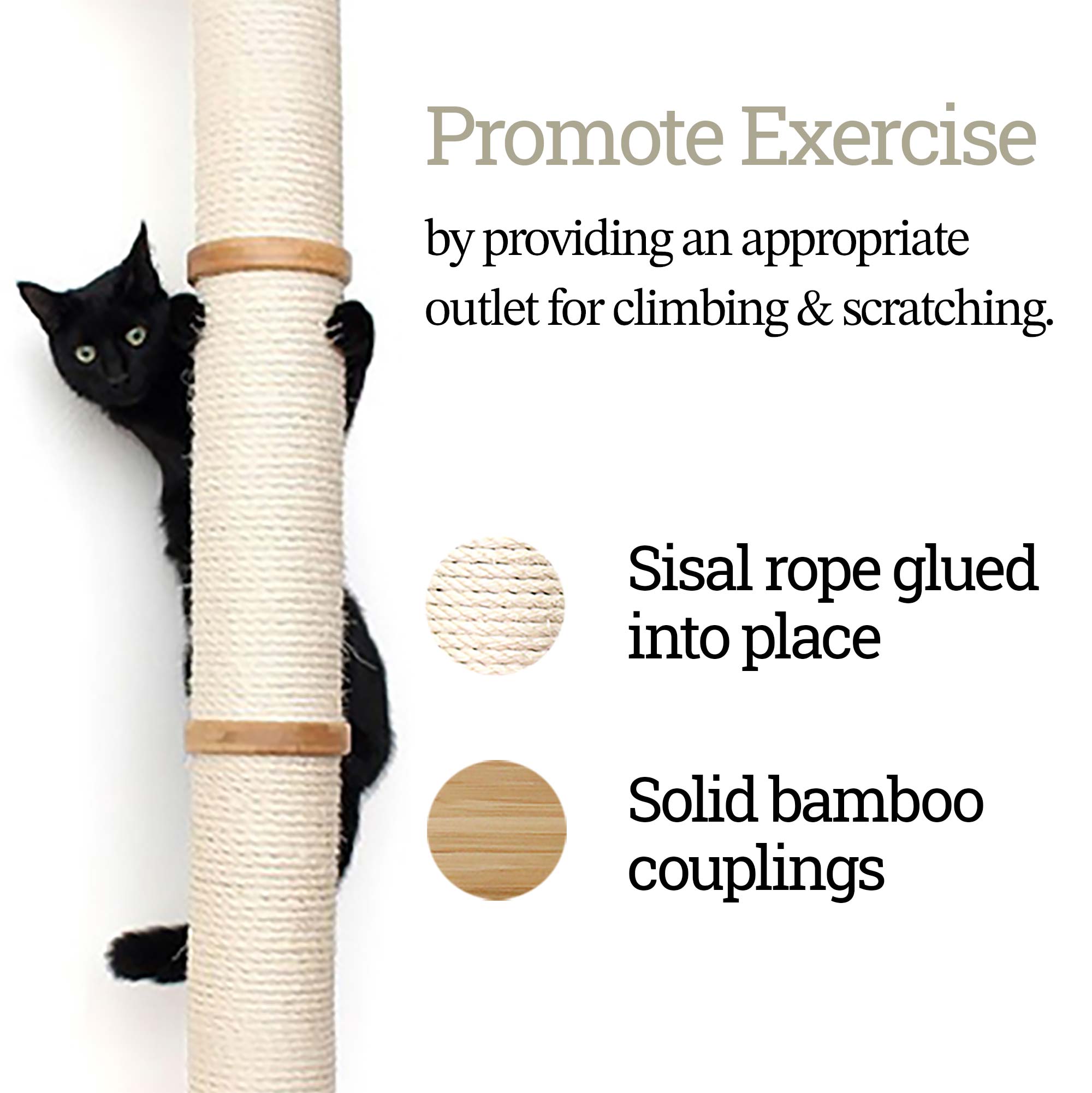 Wall Mounted Cat Climbing Pole - Sisal by Catastrophic Creations