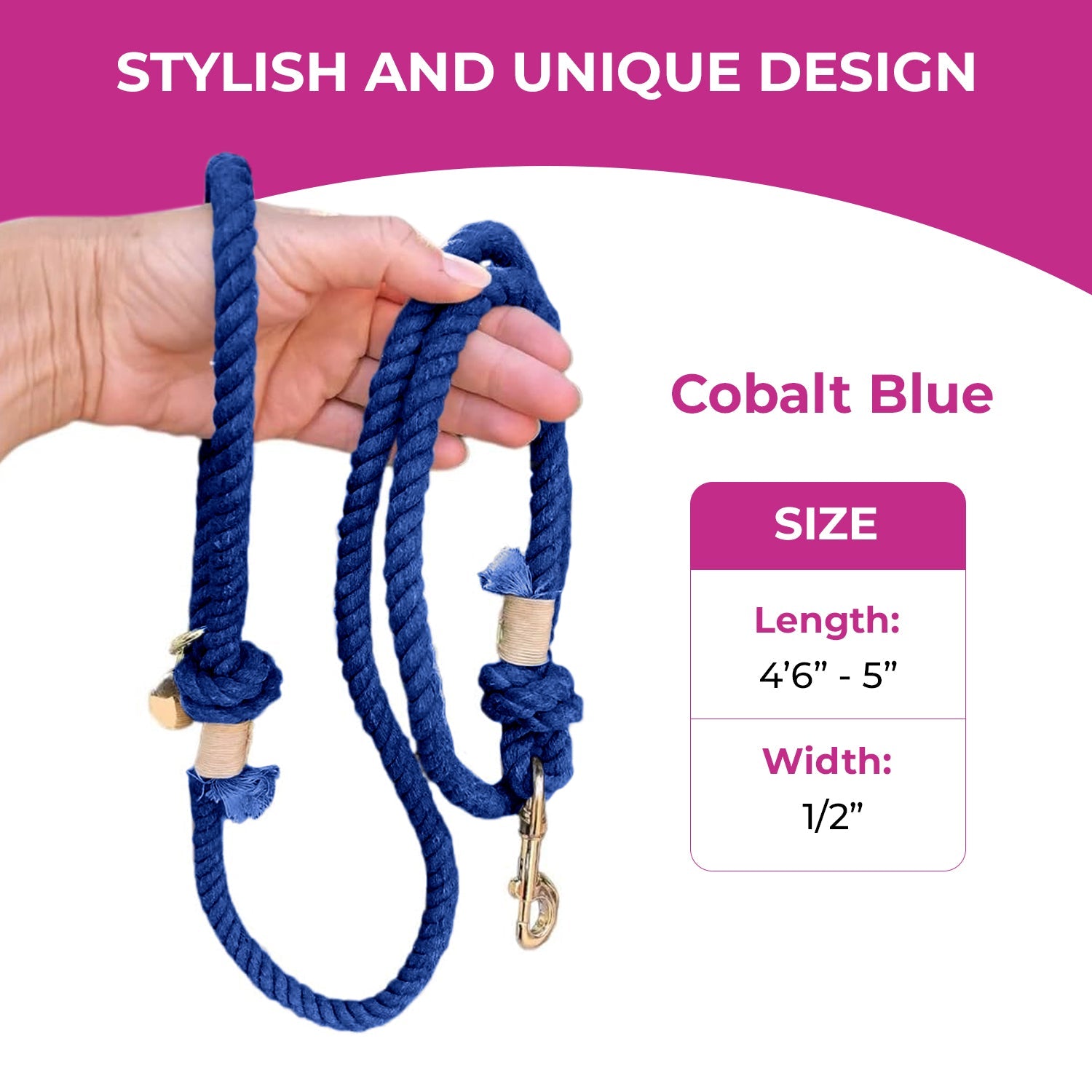 Blue Boho Chic Ombre Rope Leash