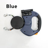 Auto Retractable Double-Ended Dog Leash 3m with LED Flashlight Waste Bag Box Roulette 360 Degree Dual Traction Rope Pet Supplies