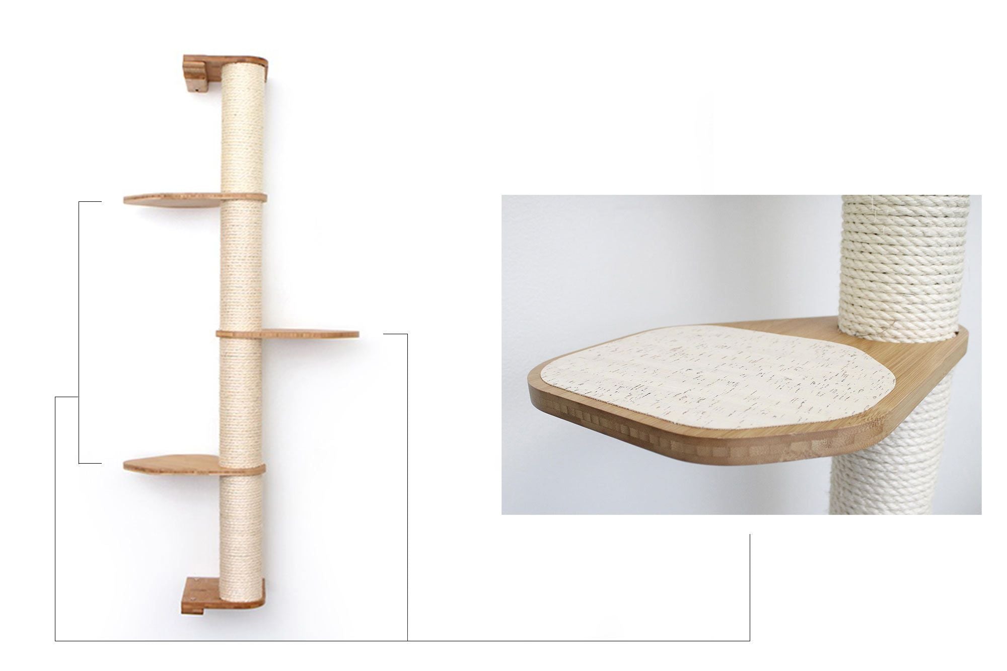 Wall Mounted Cat Climbing Pole - Sisal by Catastrophic Creations