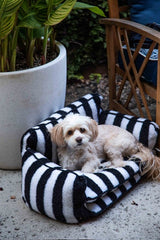 Chic Comfort Black and White Striped Sofa Dog Bed