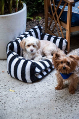 Chic Comfort Black and White Striped Sofa Dog Bed