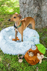 Calming Faux Fur Dog Bed with Memory Foam Bolster