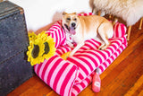 Pretty Pink Striped Dog Bed
