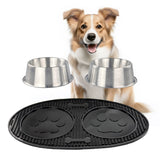 Dog Bowls with Non-slip Food Mat Rubber & Stainless Steel | BREKX