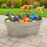 Dog Toy Bin Indestructible - Metallic "Dog Toys" Bone - Stainless Steel Large | BREKX