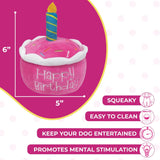 Squeaky Pink Birthday Cake Plush Dog Toy