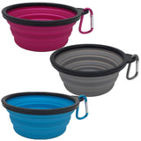 Mr. Peanut's 3 Pak XL (25oz) Collapsible Silicone Bowls with Color Matched Carabiner Clips