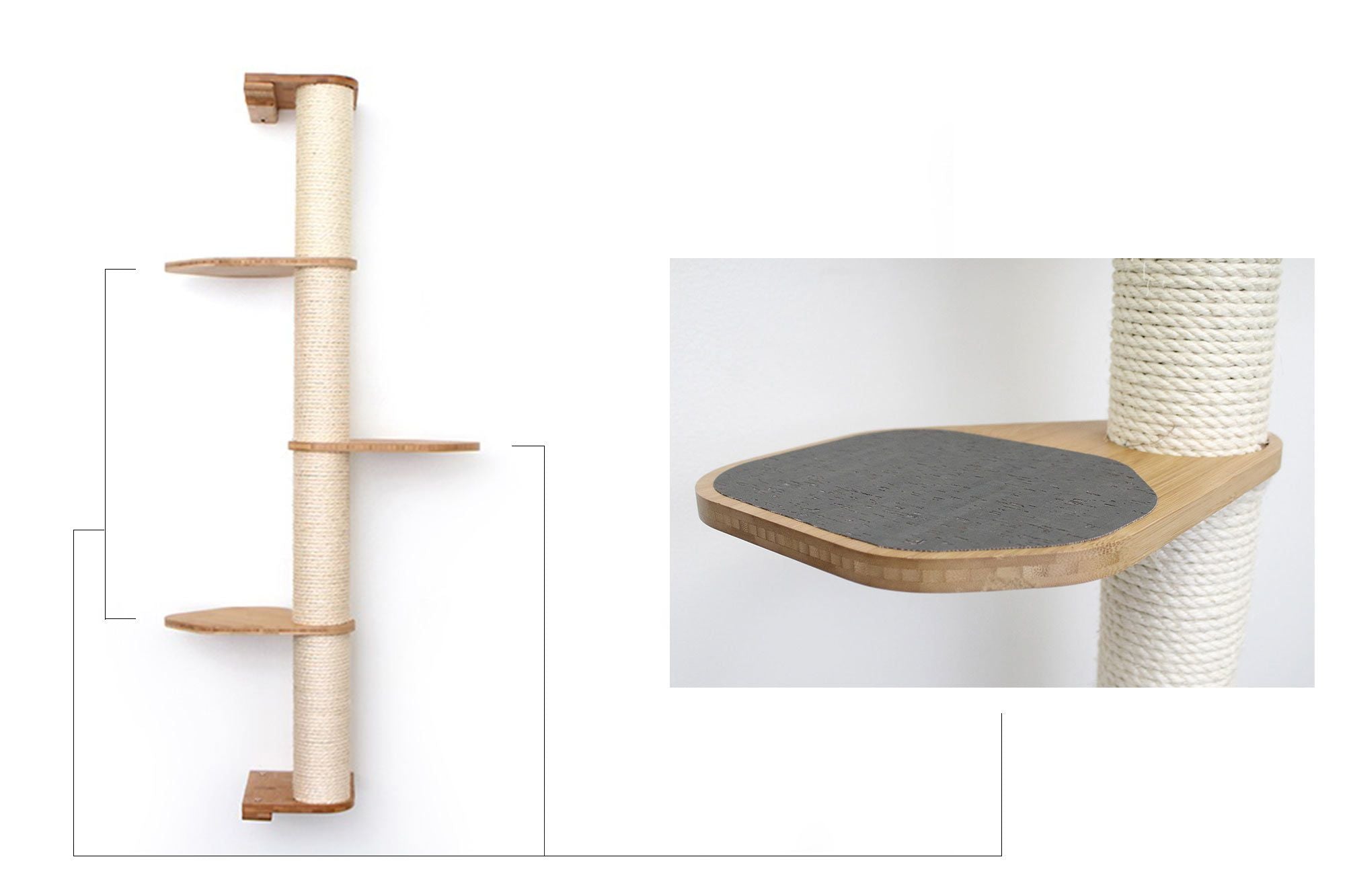 Wall Mounted Cat Climbing Pole - Sisal by Catastrophic Creations