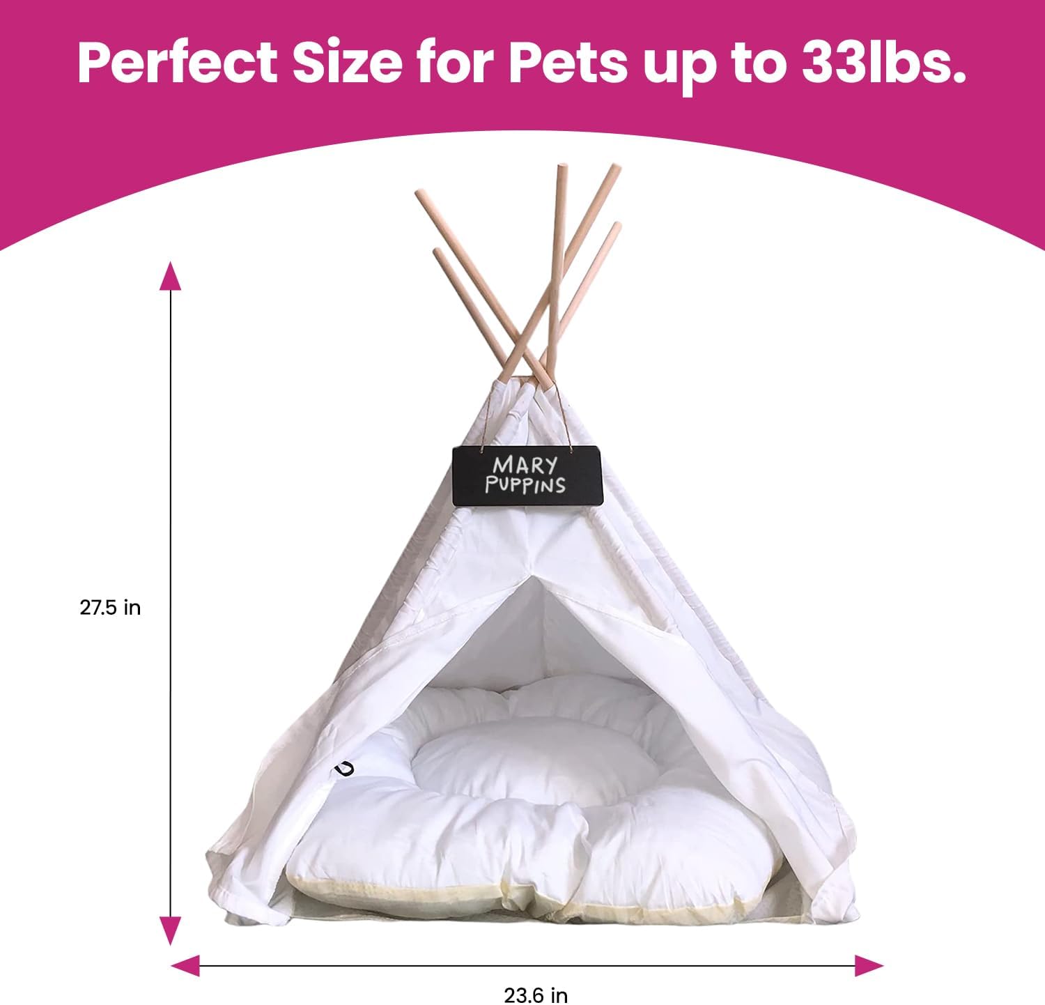 White Pet Teepee Dog Bed